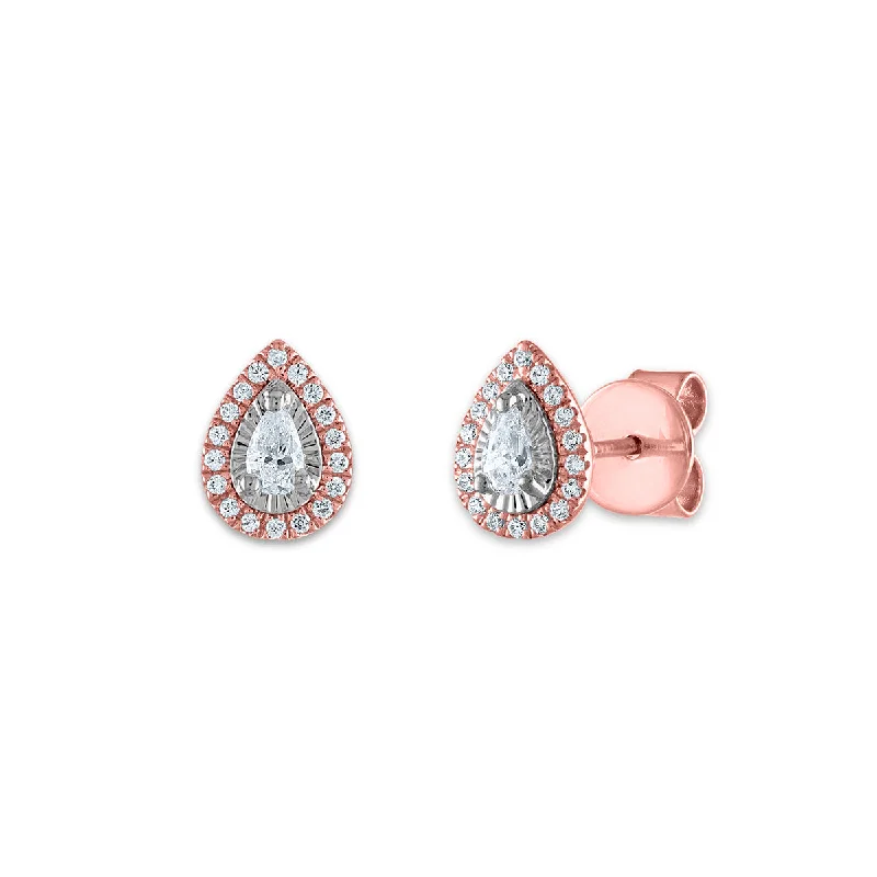 1/3 CTW Diamond Halo Stud Earrings in 10KT Rose Gold