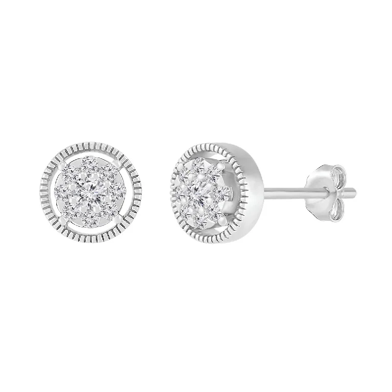 1/4 CTW Diamond Cluster Stud Earrings in 10KT White Gold