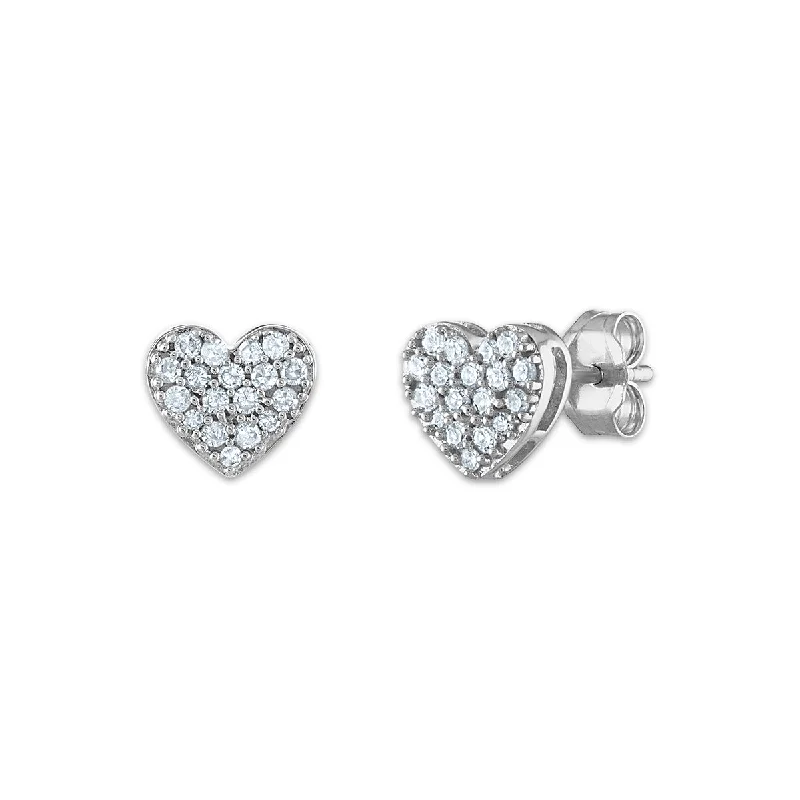 1/4 CTW Diamond Heart Stud Earrings in 10KT White Gold