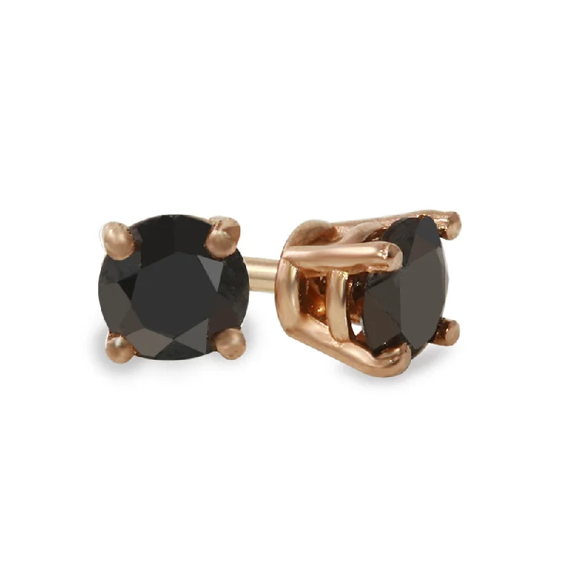 14K Rose Gold 5 CTW Rd Black Diamond Stud Earrings