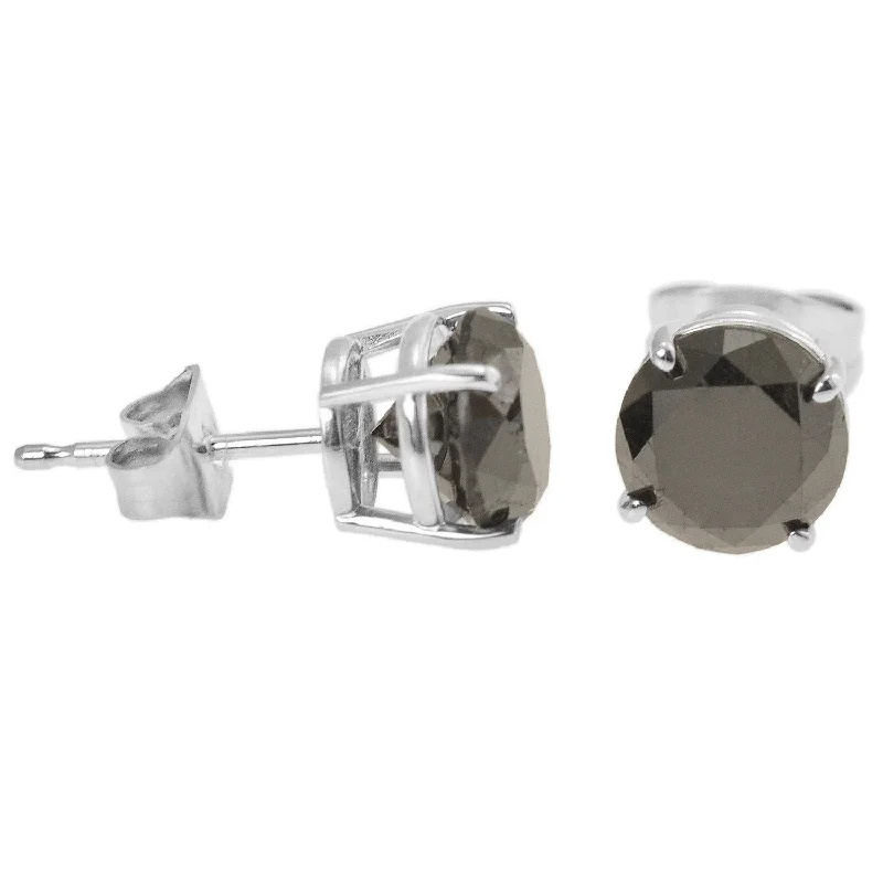 14K White Gold 3 CTW Rd Black Diamond Stud Earrings