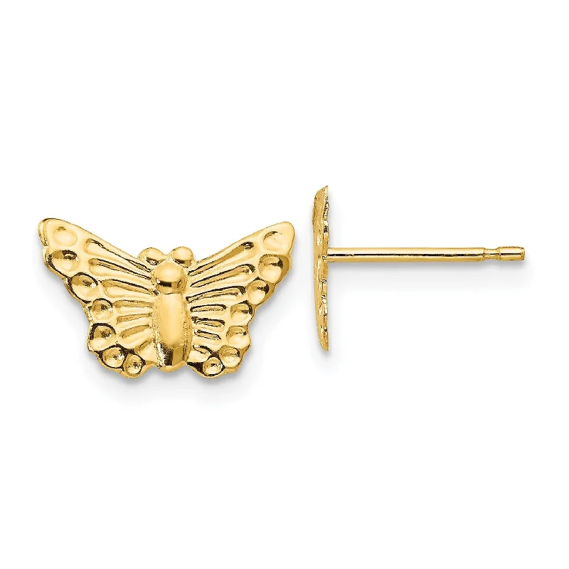 14KT Yellow Gold 12X8MM Butterfly Stud Earrings