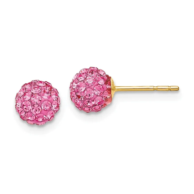 14KT Yellow Gold Crystal 6MM Ball Stud Earrings