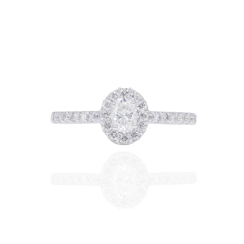 .25 CT Oval Cut with Halo Diamond Engagement Ring