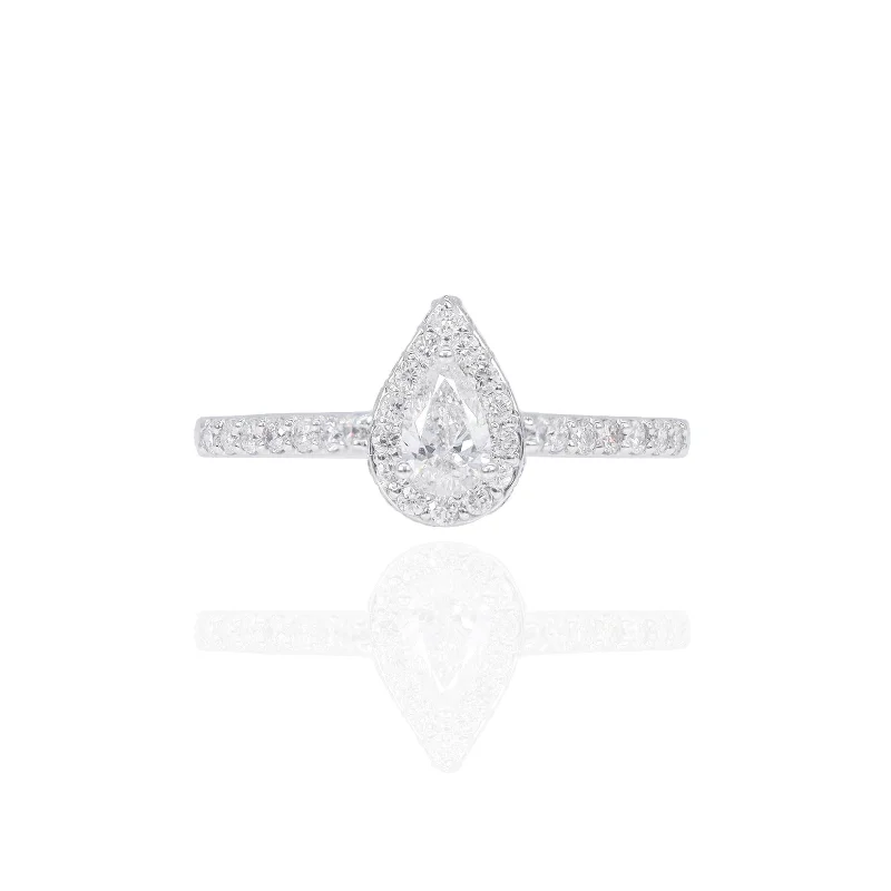 .25 CT Pear Cut Halo Diamond Engagement Ring