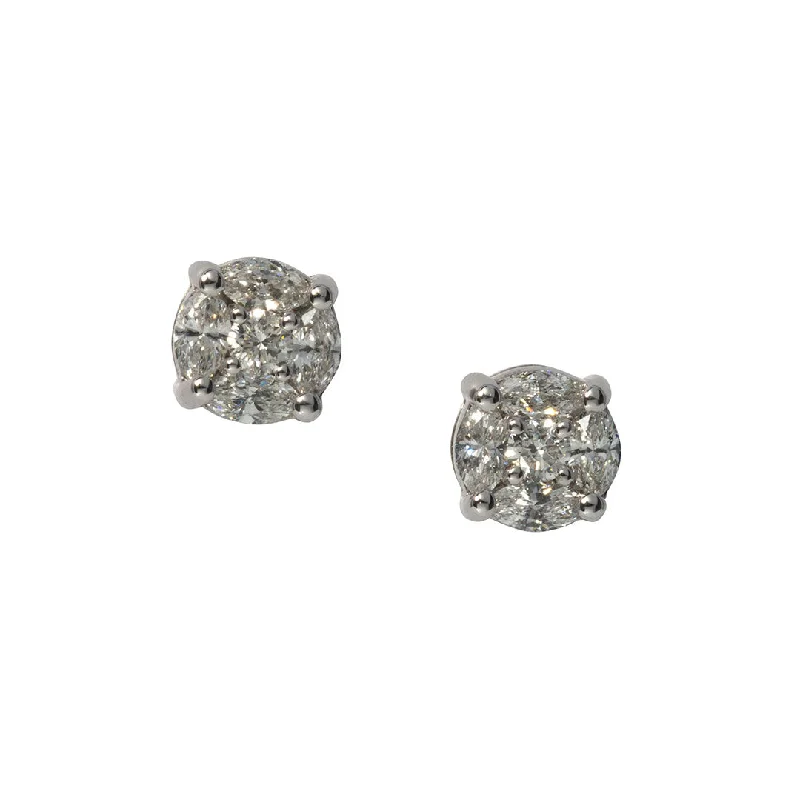 .80ct Diamond Cluster 14K White Gold Stud Earrings