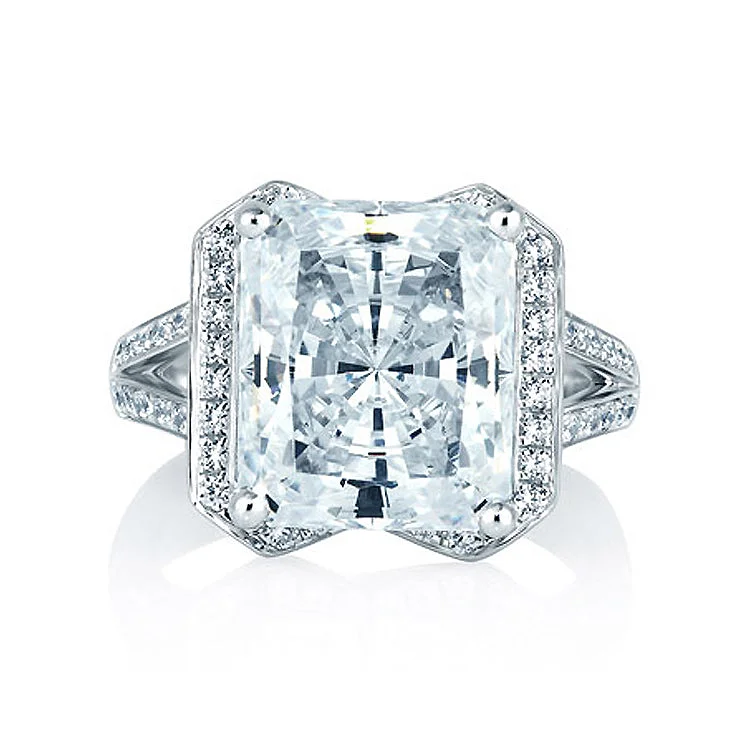 A.JAFFE Radiant Cut Halo Set Engagement Ring MES403/552