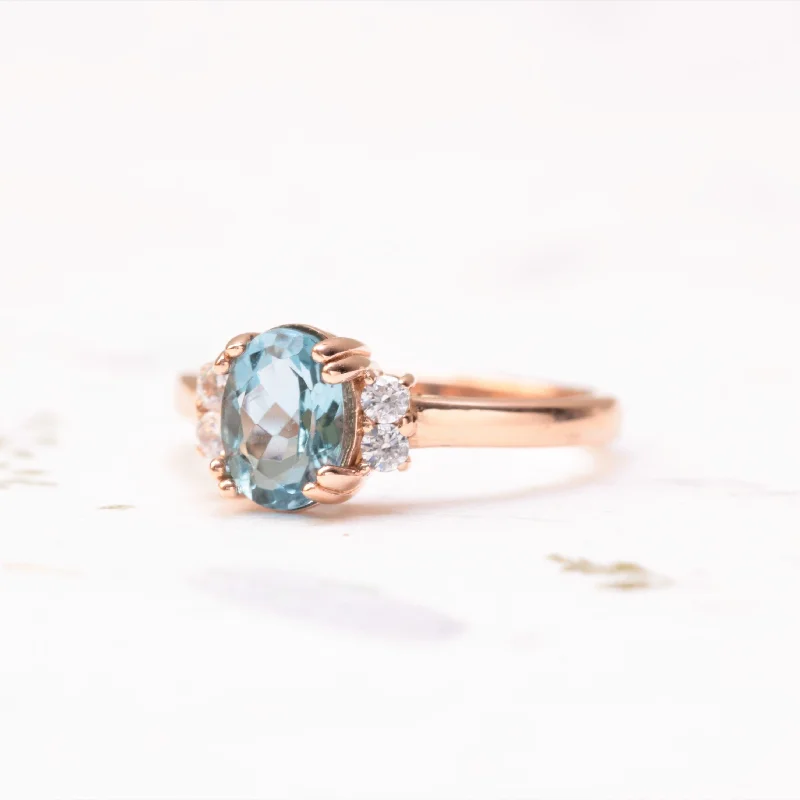 Oval Aquamarine and Diamond Ring