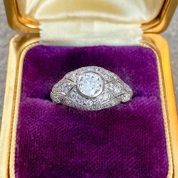 Art Deco Diamond Engagement Ring, RBC 0.50ctw.