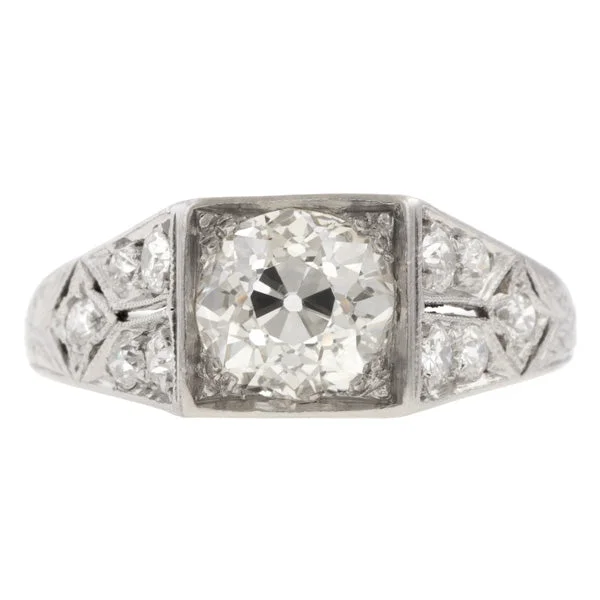 Art Deco Engagement Ring, Old European 1.00ct.