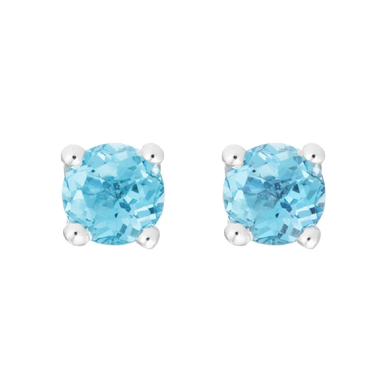 Blue Topaz 14K White Gold 4mm Stud Earrings