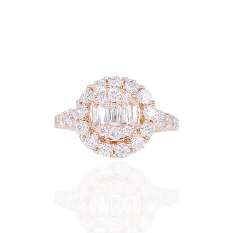 Round Diamond with Baguette Center Diamond Engagement Ring