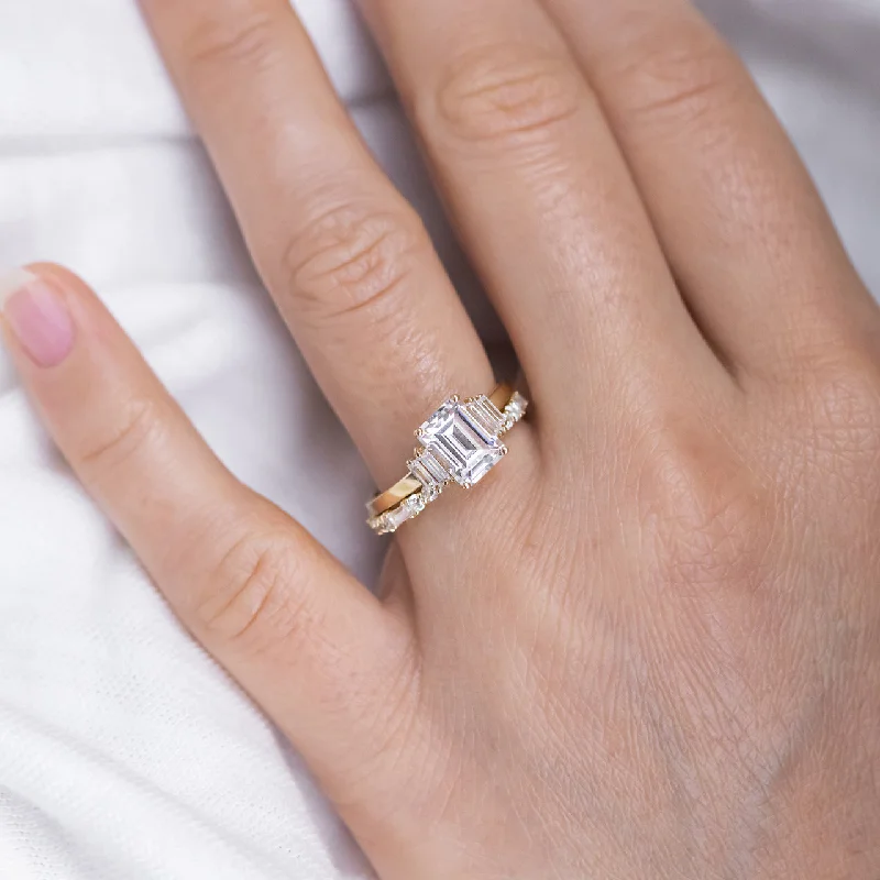 1.60 CT Emerald Cut Moissanite Engagement Ring