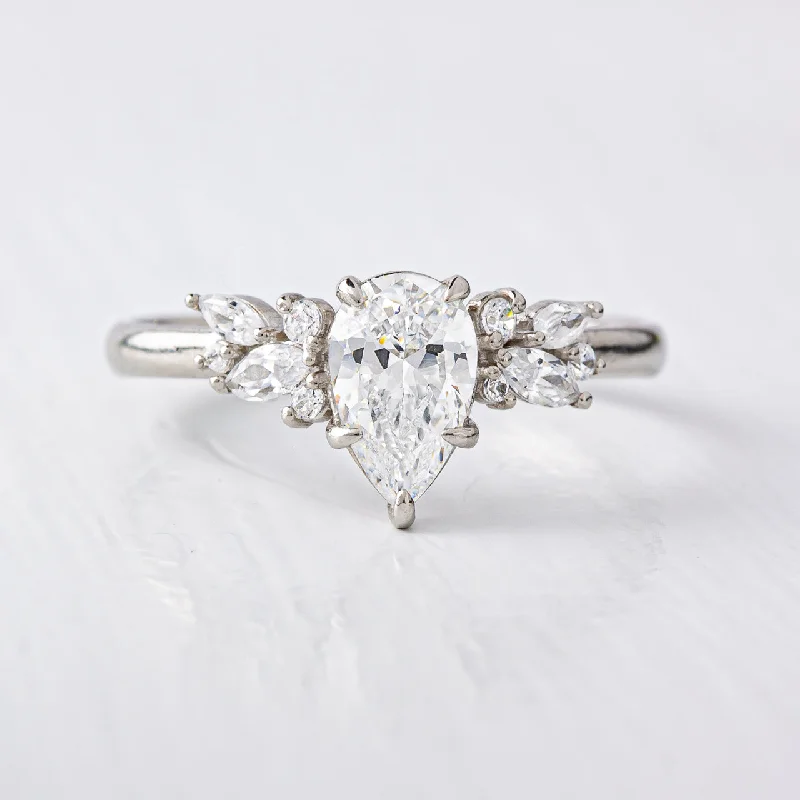 1.33 CT Pear Cut Moissanite Engagement Ring