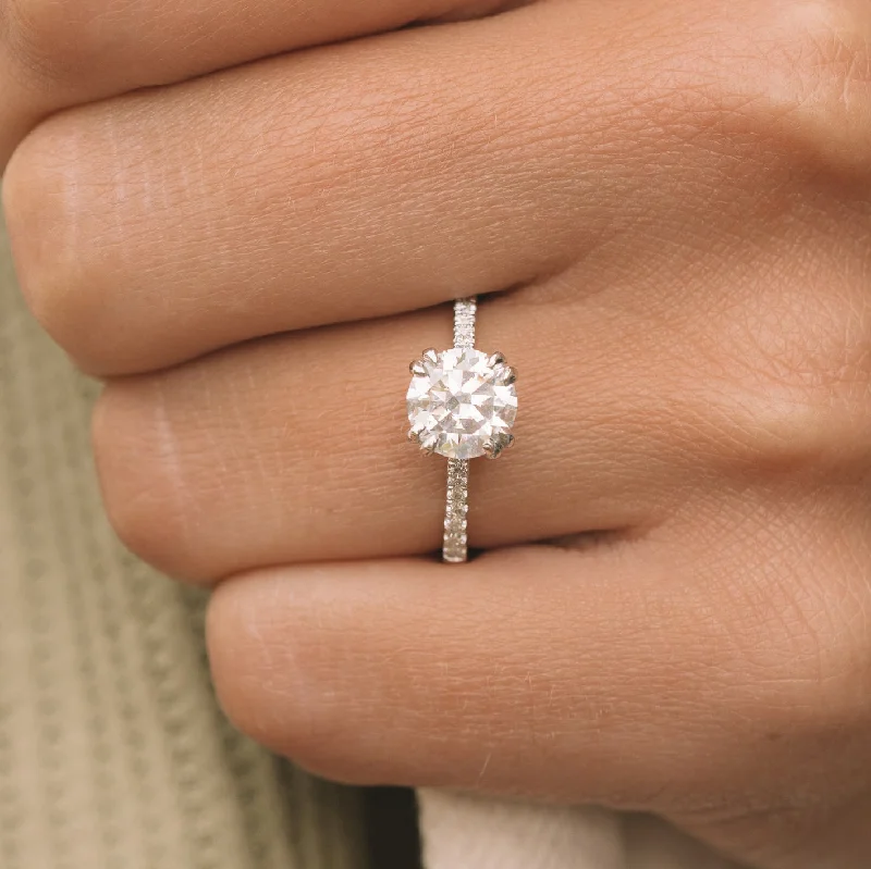 1.25 ct Round cut Hidden Halo Moissanite Engagement Ring