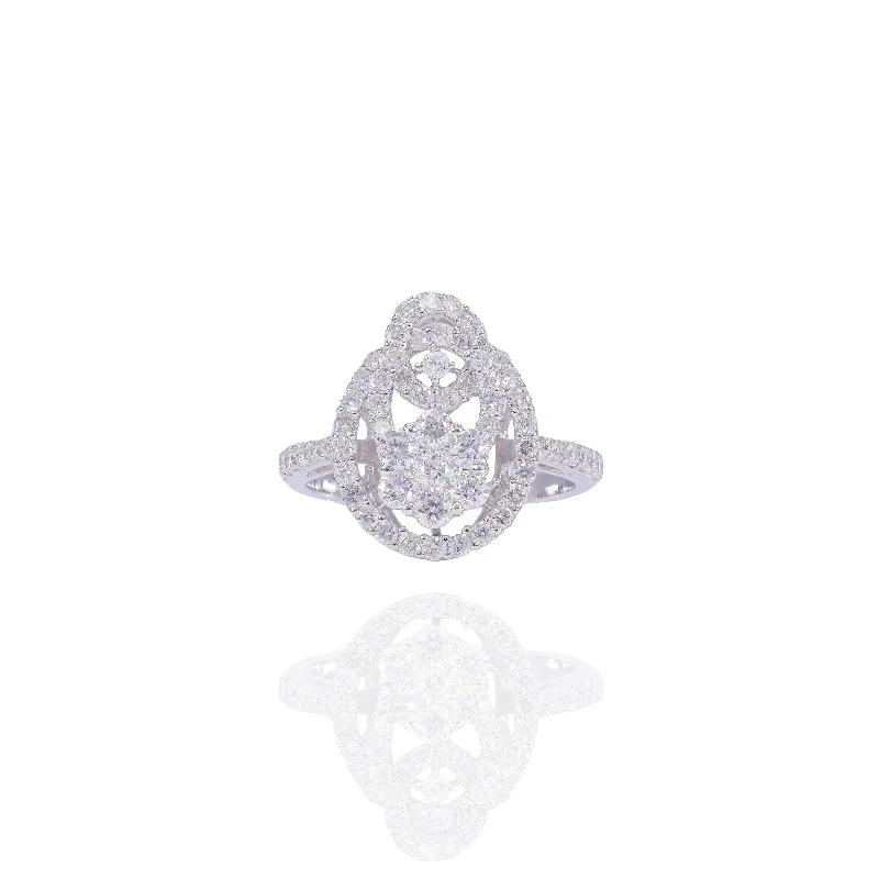 Pear Shape Open Concept Diamond Engagement Ring