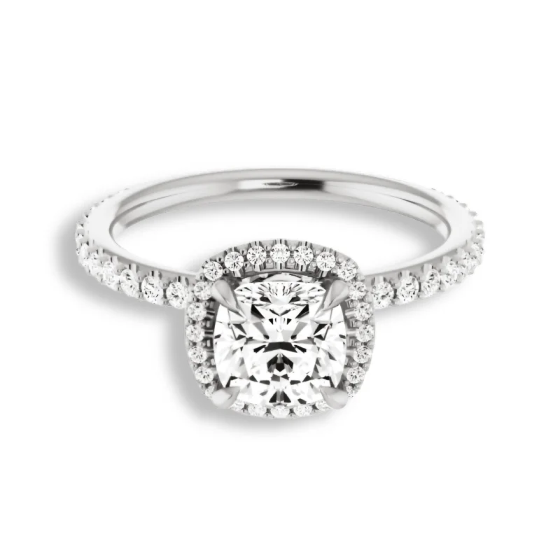 Cushion Cut Diamond Halo Engagement Ring