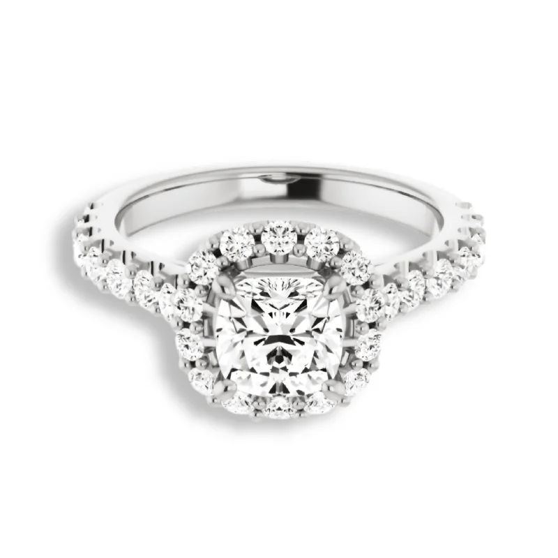 Cushion Cut Diamond Halo Engagement Ring