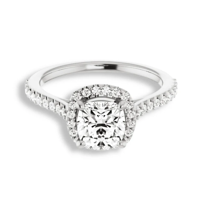 Cushion Cut Diamond Halo Engagement Ring