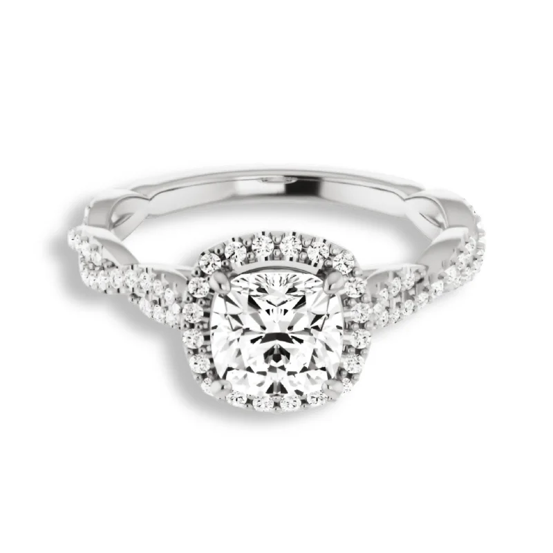 Cushion Cut Diamond Halo Engagement Ring