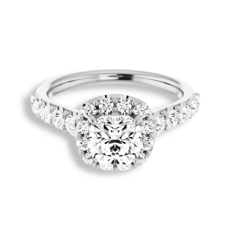 Cushion Cut Diamond Halo Engagement Ring