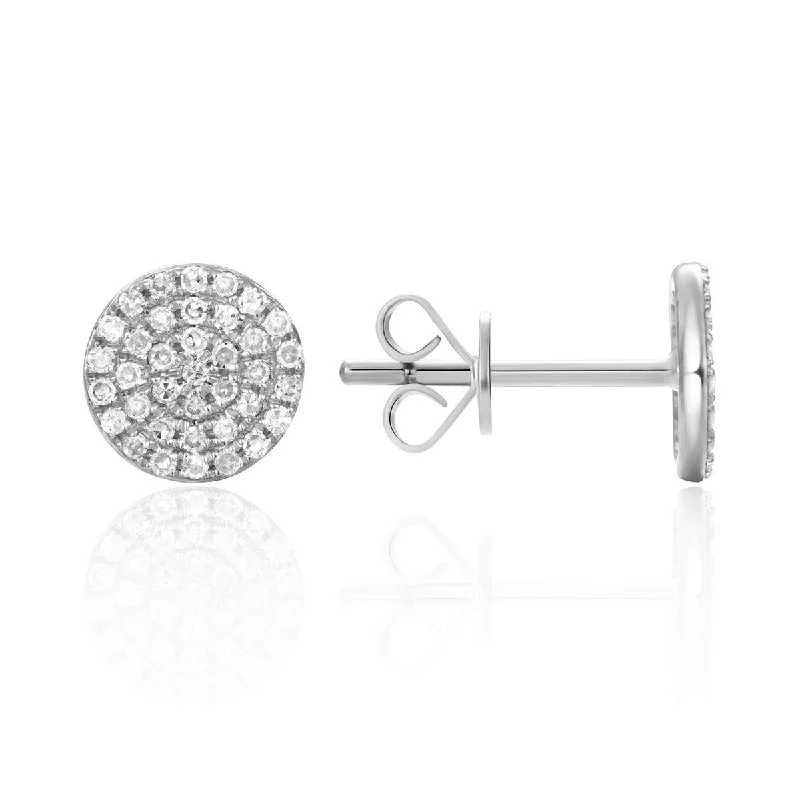 Diamond Pavé 14K Gold Round Stud Earrings