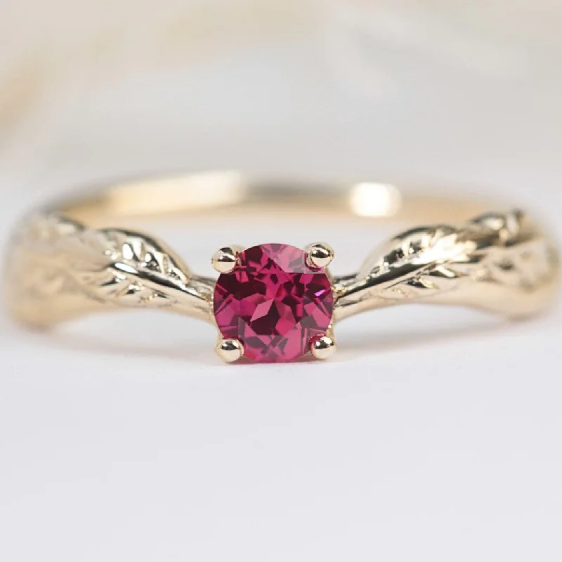 Ember Ruby Leaf Ring