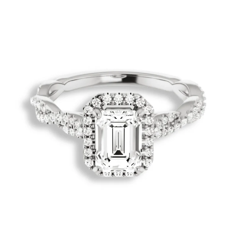 Emerald Cut Diamond Halo Engagement Ring