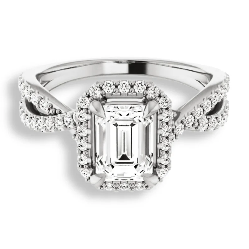 Emerald Cut Diamond Halo Engagement Ring