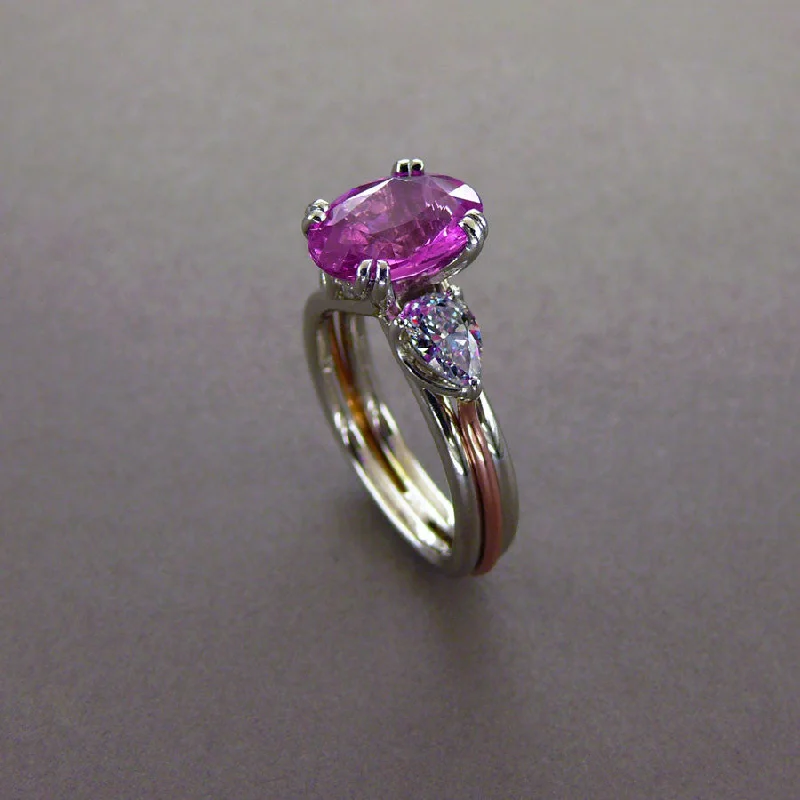 Natural Pink Sapphire and Diamond Ring