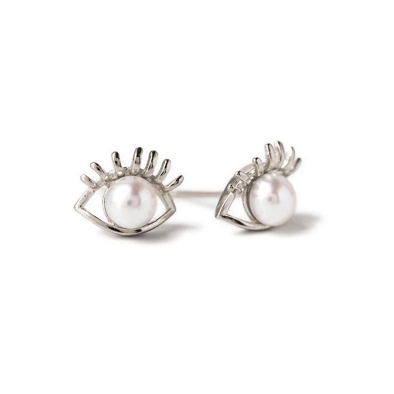 Hamsa Eye Pearl Stud Earrings