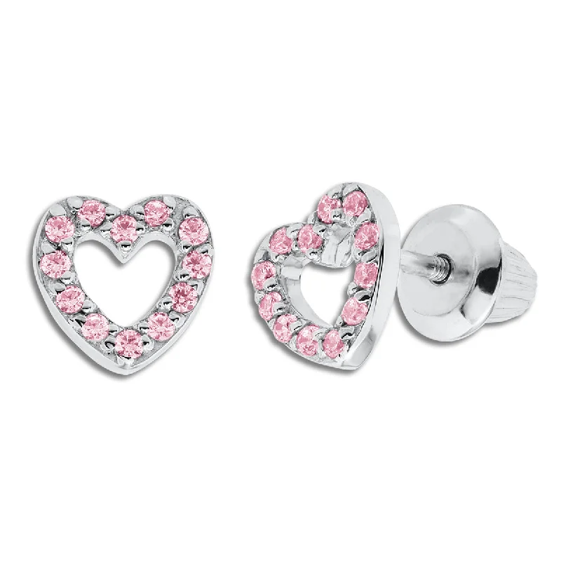 Kiddie Kraft Sterling Silver Childrens Heart Stud Earrings