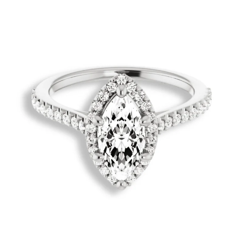 Marquise Cut Diamond Halo Engagement Ring