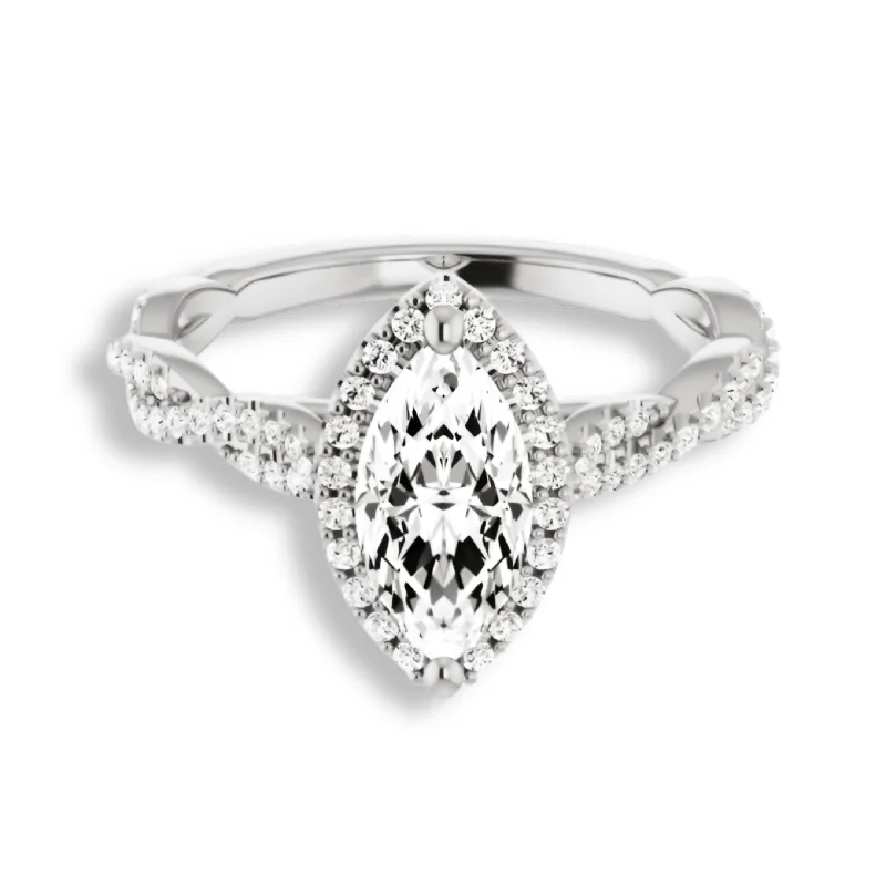 Marquise Cut Diamond Halo Engagement Ring