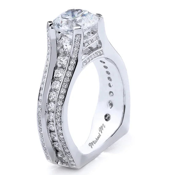 Michael M Channel Set Diamond Engagement Ring R658-2