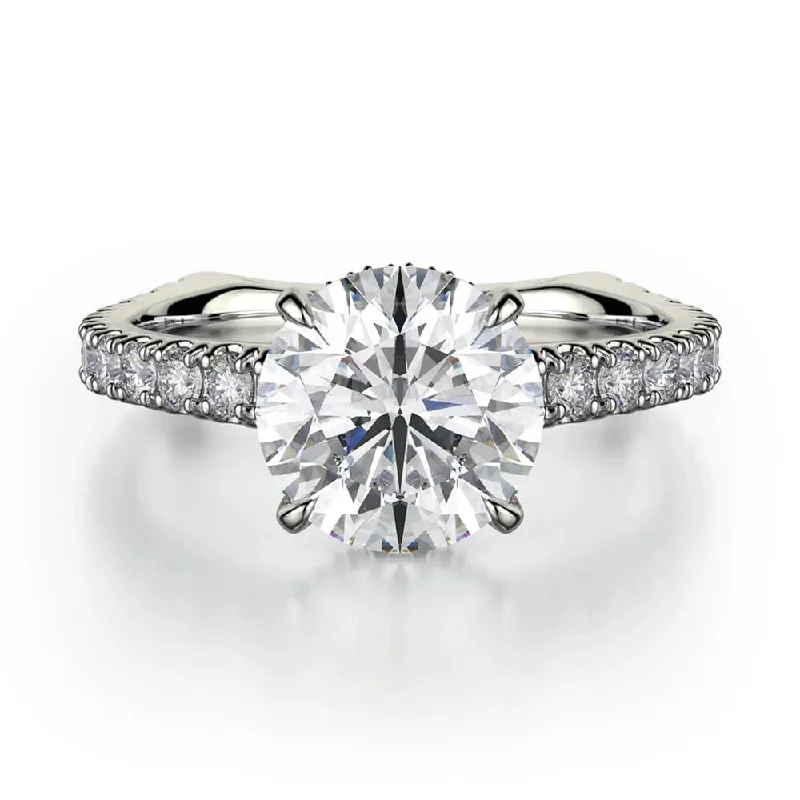 Michael M CROWN Round Center Diamond Engagement Ring R751-2