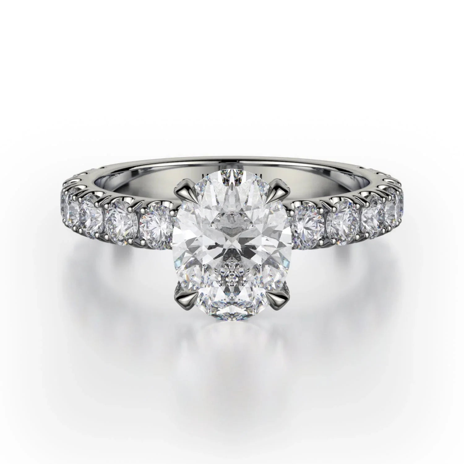 Michael M Crown Oval Center Diamond Engagement Ring R731-2