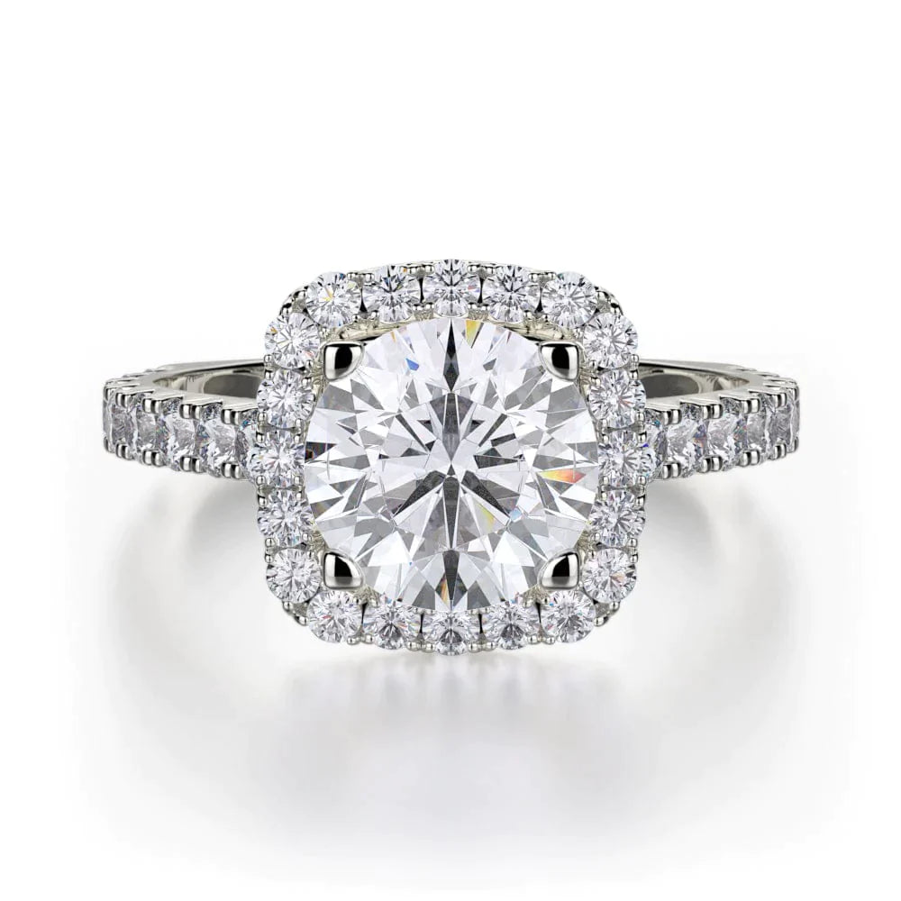 Michael M Monaco Cushion Halo Diamond Engagement Ring R614-2