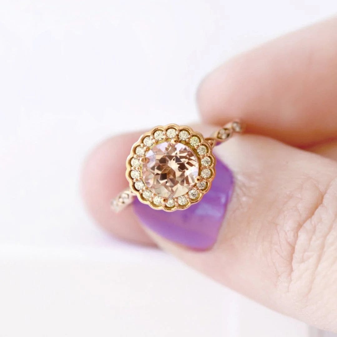 Morganite Halo Ring