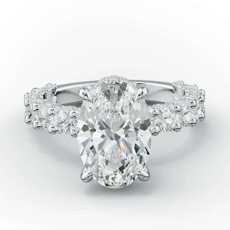 Savannah Oval Diamond Engagement Ring With Accented Side stones