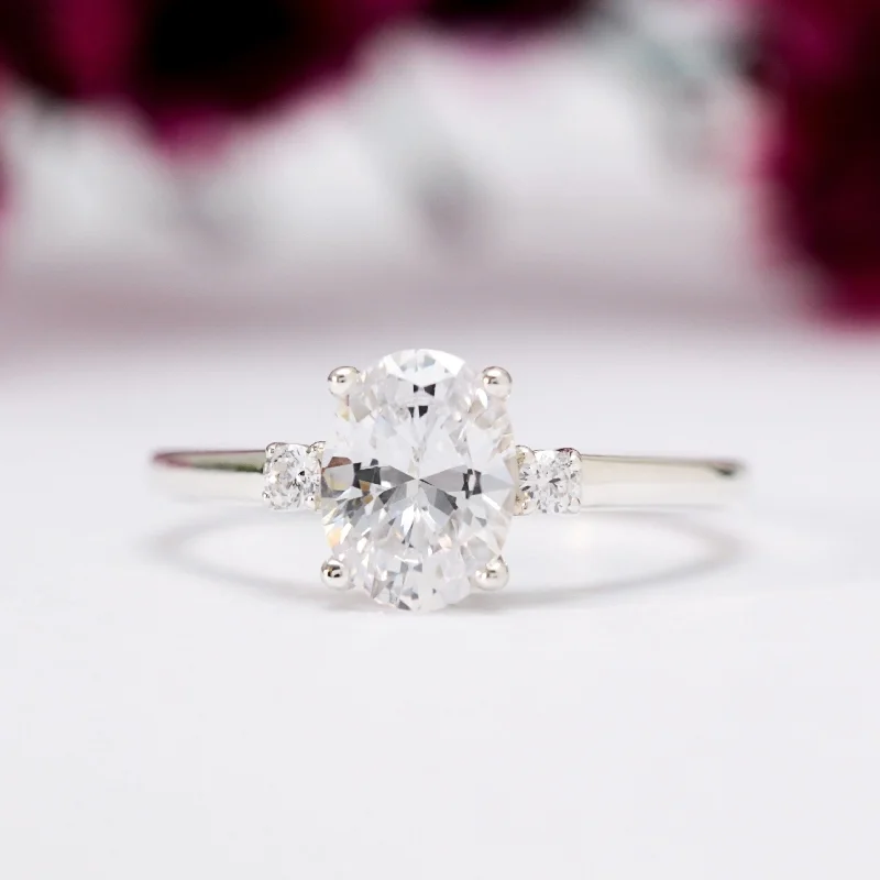 Oval Moissanite Trilogy Ring