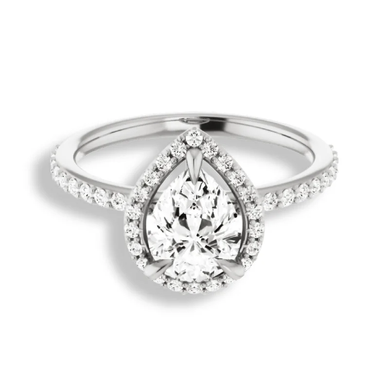 Pear Cut Diamond Halo Engagement Ring