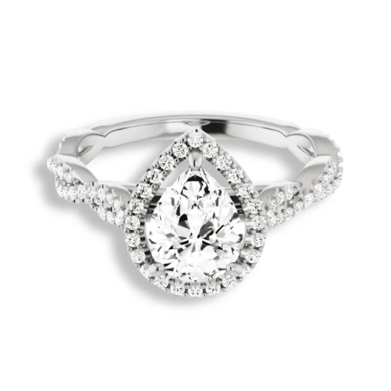 Pear Cut Diamond Halo Engagement Ring