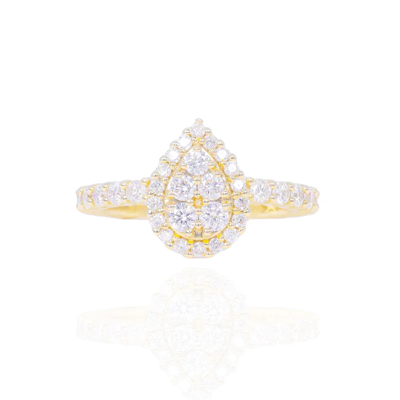 Pear Shape with Diamond Halo Engagement Ring