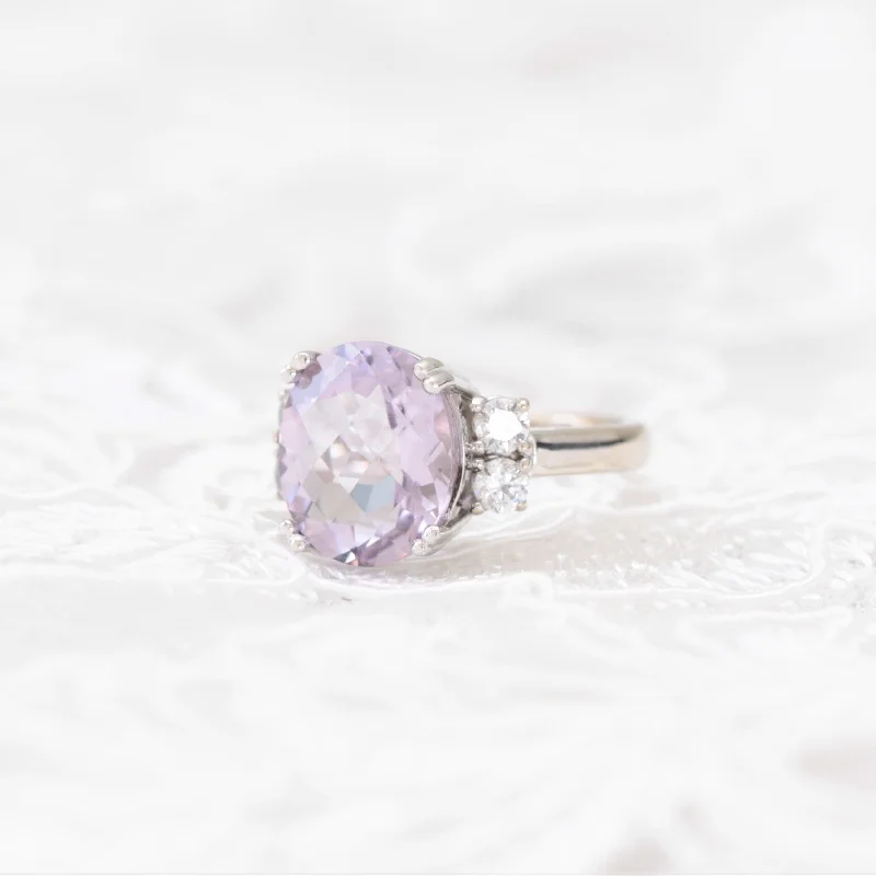 Pink amethyst diamond ring