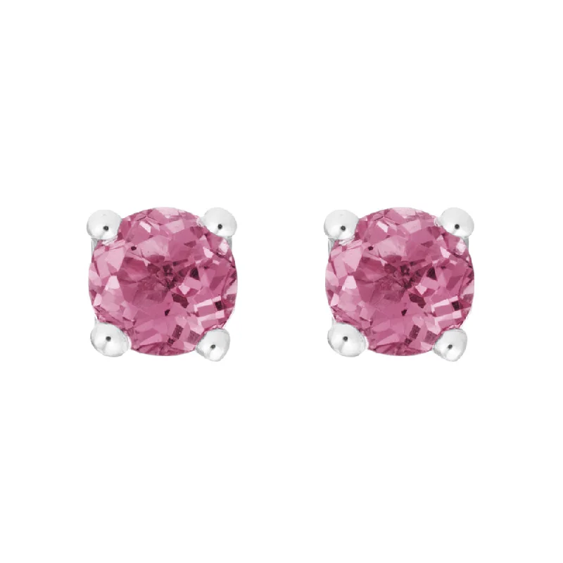 Pink Tourmaline 14K White Gold 4mm Stud Earrings