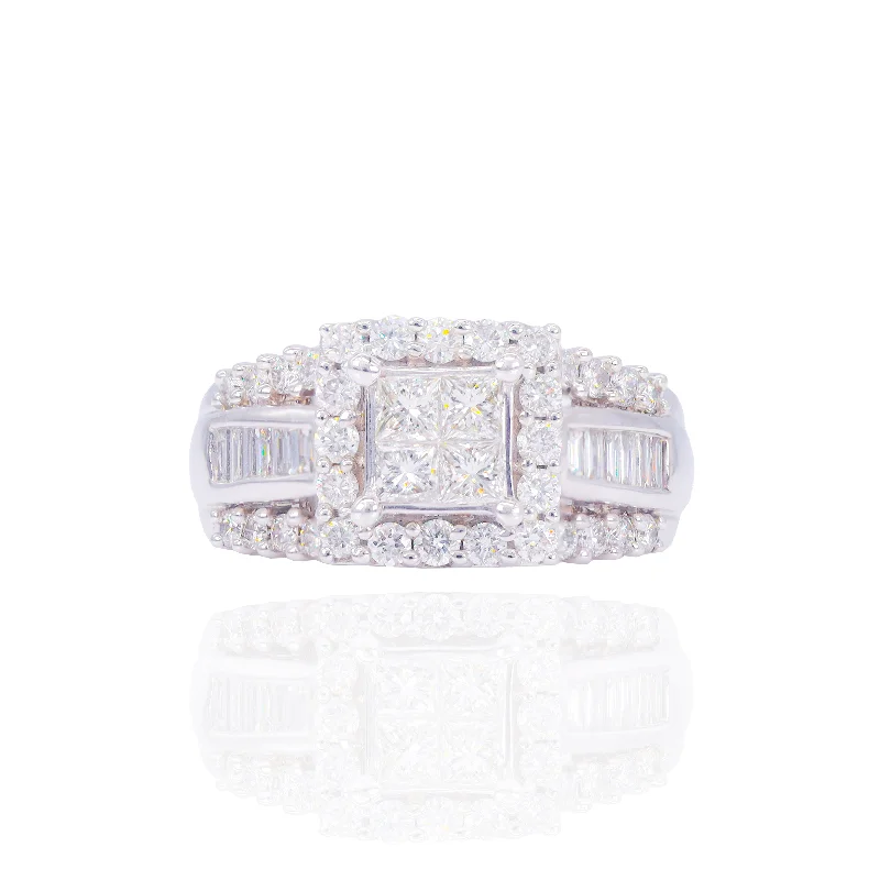 Princess Cut Center with Halo Diamond Engagement Ring