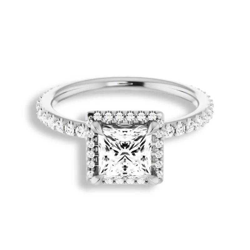 Princess Diamond Halo Engagement Ring