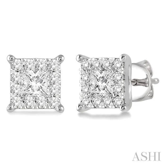 PRINCESS SHAPE LOVEBRIGHT DIAMOND STUD EARRINGS