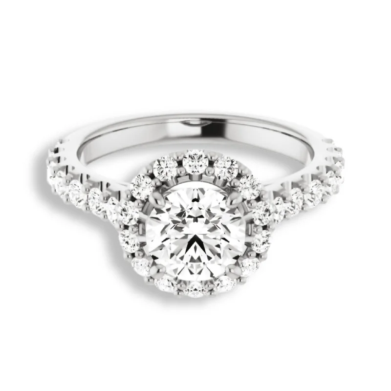 Round Diamond Halo Engagement Ring